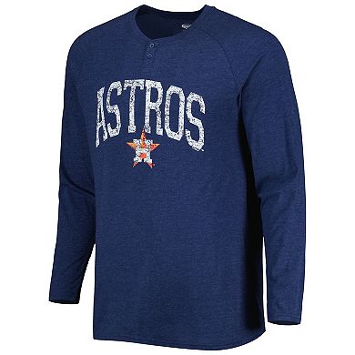 Men's Concepts Sport Navy Houston Astros Inertia Raglan Long Sleeve Henley T-Shirt