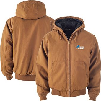 Men's Dunbrooke Tan Detroit Lions Big & Tall Dakota Canvas Hoodie Full-Zip Jacket