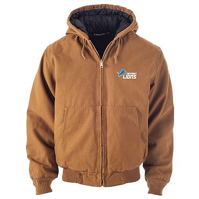 Men's Dunbrooke Tan Detroit Lions Big & Tall Dakota Canvas Hoodie Full-Zip Jacket