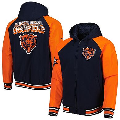 Men's G-III Sports by Carl Banks Navy Chicago Bears Defender Raglan Full-Zip Hoodie Varsity Jacket