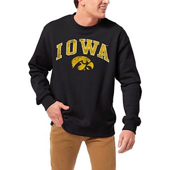 Men's League Collegiate Wear Black Iowa Hawkeyes 1965 Arch Essential Pullover Sweatshirt