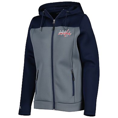 Women's Antigua Navy/Gray Washington Capitals Protect Full-Zip Jacket