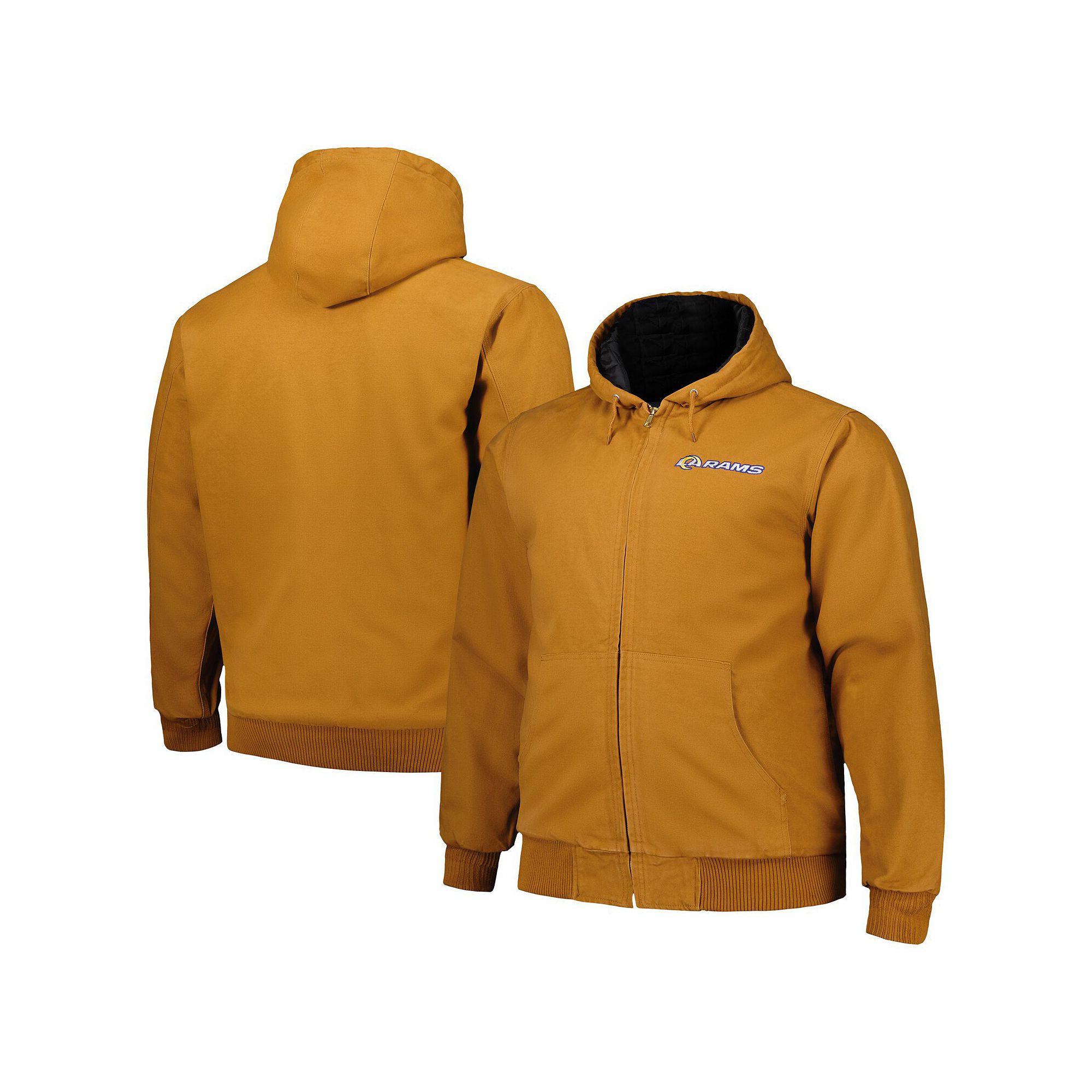 Mens Dunbrooke Tan Los Angeles Rams Big & Tall Dakota Canvas Hoodie Full-Z