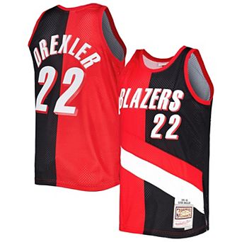 Men's Mitchell & Ness Clyde Drexler Red/Black Portland Trail Blazers Hardwood Classics 1991-92 Split Swingman Jersey