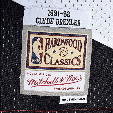 Men's Mitchell & Ness Clyde Drexler Red/Black Portland Trail Blazers Hardwood Classics 1991-92 Split Swingman Jersey