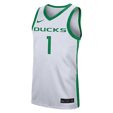 Men's Nike #1 White Oregon Ducks Replica Jersey