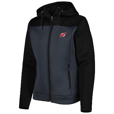 Women's Antigua Black/Gray New Jersey Devils Protect Full-Zip Jacket