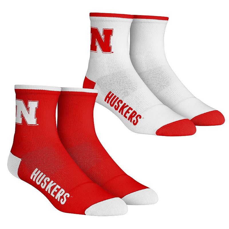Youth Rock Em Socks Nebraska Huskers Core Team 2-Pack Quarter Length Sock S