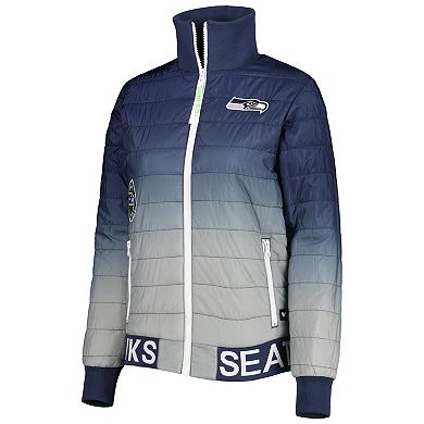 Women's The Wild Collective College Navy/Gray Seattle Seahawks Color Block Full-Zip Puffer Jacket