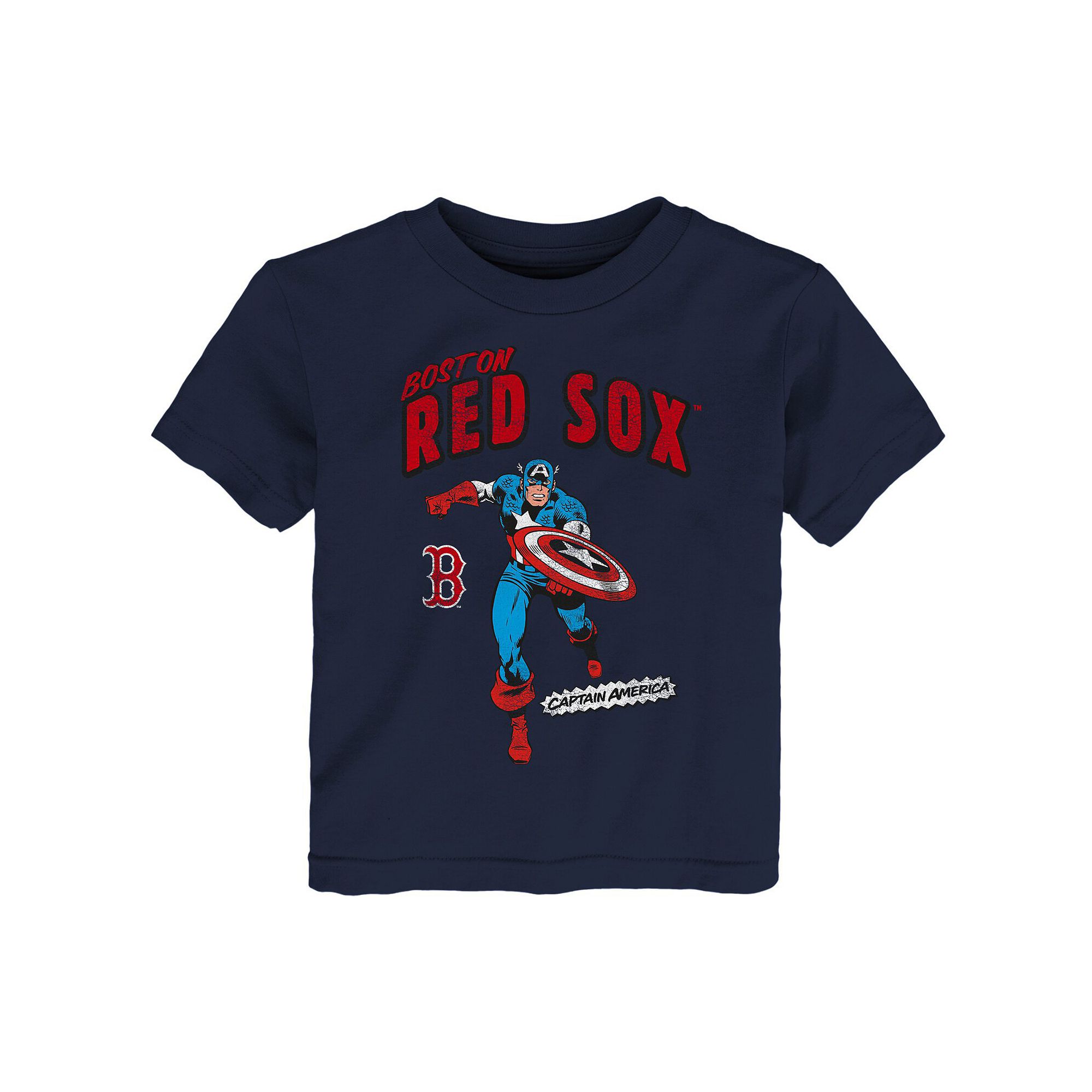 Toddler Navy Boston Red Sox Team Captain America Marvel T-Shirt, Toddler Bo