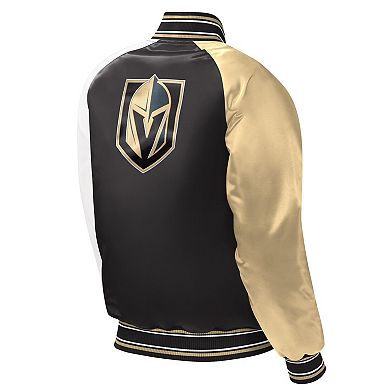 Youth Starter Black Vegas Golden Knights Raglan Full-Snap Varsity Jacket