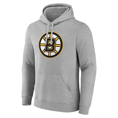 Men's Fanatics Branded Heather Gray Boston Bruins Primary Logo Pullover Hoodie
