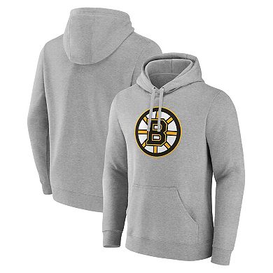 Men's Fanatics Branded Heather Gray Boston Bruins Primary Logo Pullover Hoodie