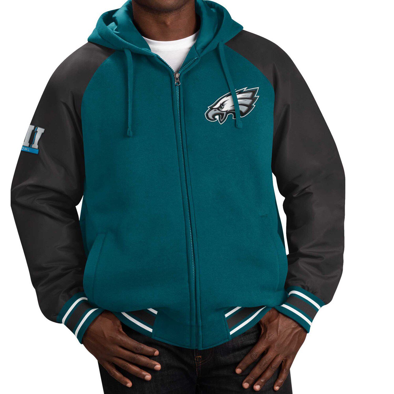 FANATICS Women's Fanatics Branded Heather Gray/Midnight Green Philadelphia  Eagles Blind Side Raglan Full-Zip Hoodie