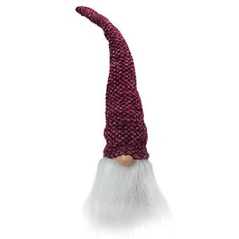15" Purple Plum and White Gnome Head Christmas Tabletop Decor