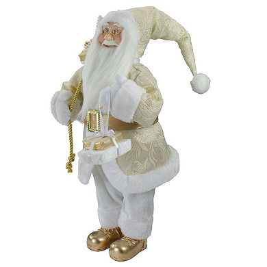 18" Gold and White Standing Santa Christmas Figure with Presents