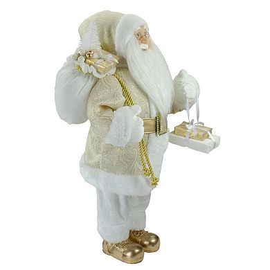 18" Gold and White Standing Santa Christmas Figure with Presents