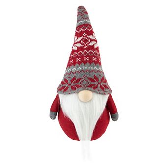 12" Red and Gray Nordic Tabletop Gnome Christmas Decoration