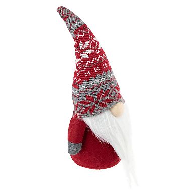 12" Red and Gray Nordic Tabletop Gnome Christmas Decoration