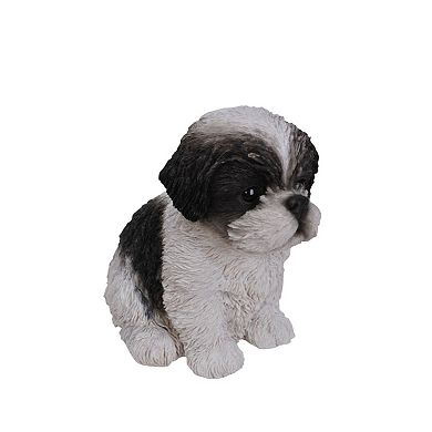 7.25" Black and White Puppy Decorative Outdoor Figurine
