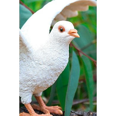 18.5" White and Brown Pigeon Spread Wings Outdoor Garden Figurine