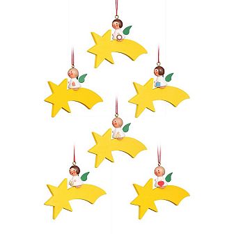 3.75" Yellow Green and Brown Angel on a Shooting Star Collectible Christian Ulbricht Ornament