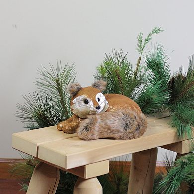 16.5” Brown and Gold Fox Lying Down Christmas Table Figure