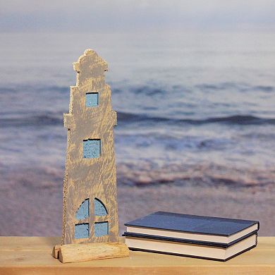 15" Natural Distressed Wood Cape Cod Inspired Nautical Beacon