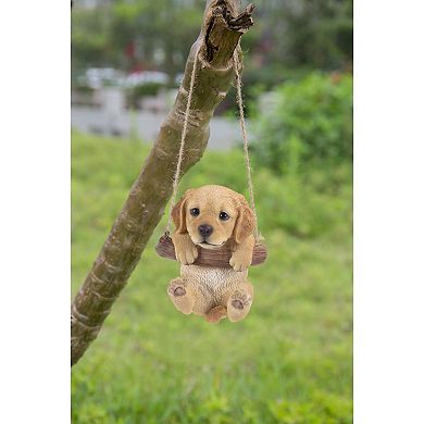 5.5" Tan Brown Hanging Golden Retriever Puppy Outdoor Figurine