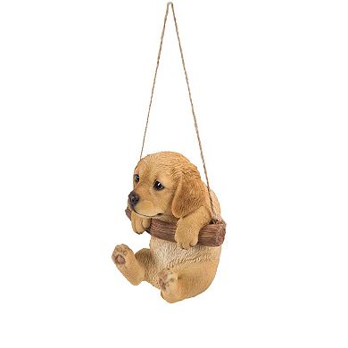 5.5" Tan Brown Hanging Golden Retriever Puppy Outdoor Figurine