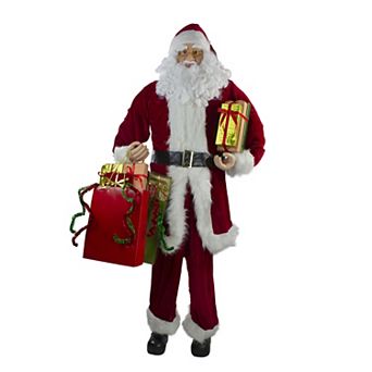72" Red and White Santa Claus with Shopping Bags Christmas Figure
