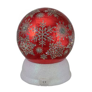 6.5" LED Lighted Shiny Red Snowflake Water Globe Tabletop Decoration