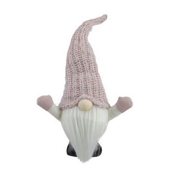 14" Pink LED Lighted Rattan Round Christmas Gnome Figure