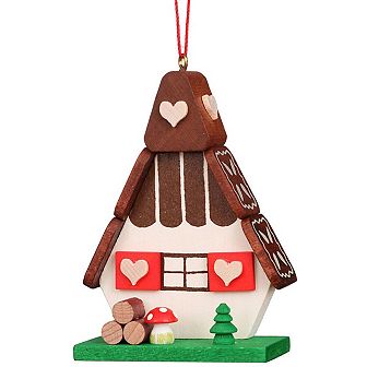 3" Brown Red and Green Gingerbread House Christian Ulbricht Ornament