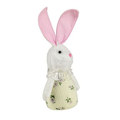 11" Yellow Spring Floral Easter Bunny Figure
