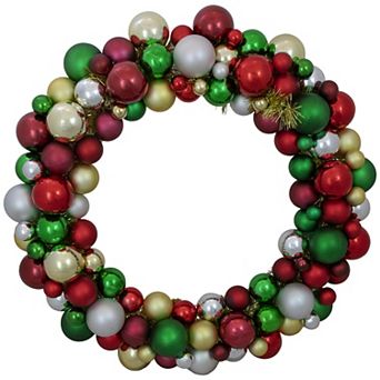 Traditional Colors 2-Finish Shatterproof Ball Christmas Wreath 36-Inch