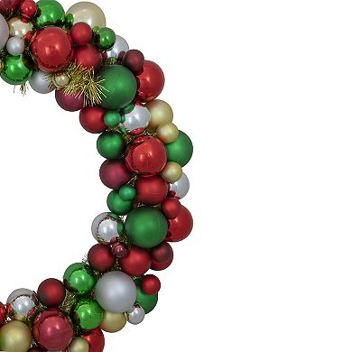 Traditional Colors 2-Finish Shatterproof Ball Christmas Wreath 36-Inch