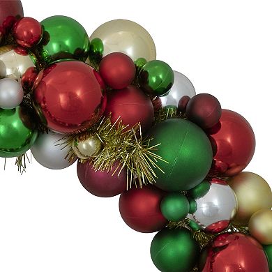 Traditional Colors 2-Finish Shatterproof Ball Christmas Wreath 36-Inch