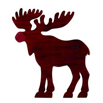 25.5" Red and Black Stained Standing Moose Christmas Tabletop Decor
