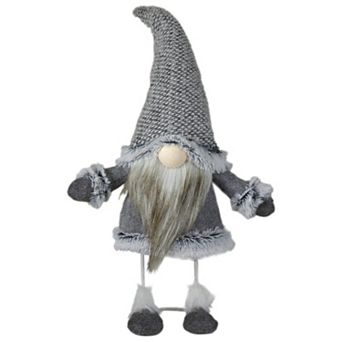 17" Gray and Beige Standing Gnome Tabletop Christmas Decoration