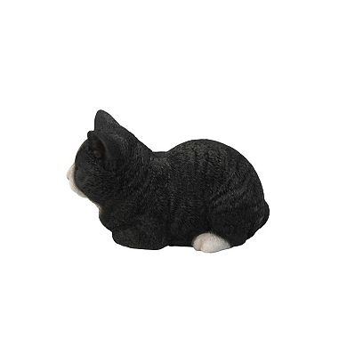 8" Black and White Sleeping Cat Outdoor Figurine