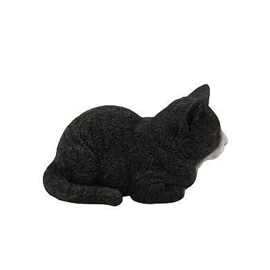 8" Black and White Sleeping Cat Outdoor Figurine