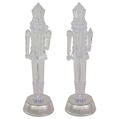 Set of 2 LED Lighted and Musical Nutcracker Christmas Figurines 12.5-Inch