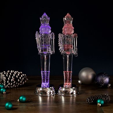Set of 2 LED Lighted and Musical Nutcracker Christmas Figurines 12.5-Inch