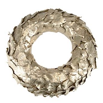 Gold Layered Leaves Christmas Wreath 15.5-Inch Unlit