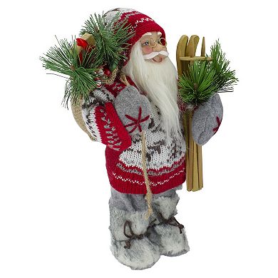 12" Standing Santa Dressed in a Warm Sweater and Fur Boots Christmas Figure