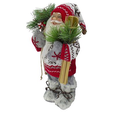 12" Standing Santa Dressed in a Warm Sweater and Fur Boots Christmas Figure