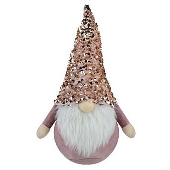 12" Pink and Rose Gold Christmas Gnome Tabletop Figure