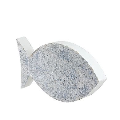 10.6” Cape Cod Inspired Table Top White and Blue Fish Decoration
