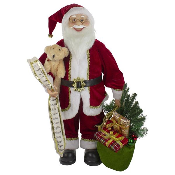 2' Standing Santa Christmas Figure With Presents And A Naughty Or Nice List